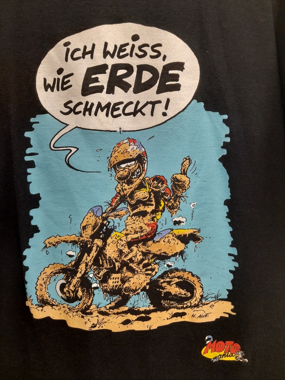 90s Moto Mania Motorrad Comic Graphic T-Shirt German Moto Men’s XL Size